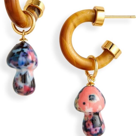 NWT Kurt Geiger Mushroom Charm Huggie Hoop - Picture 2 of 5